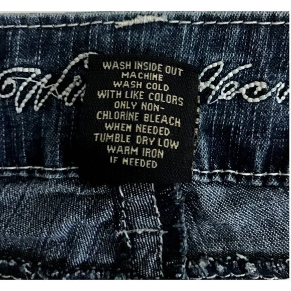 Wired Heart Womens size 34 Blue Jeans detailed White Stitch (HEM) - Picture 4 of 12